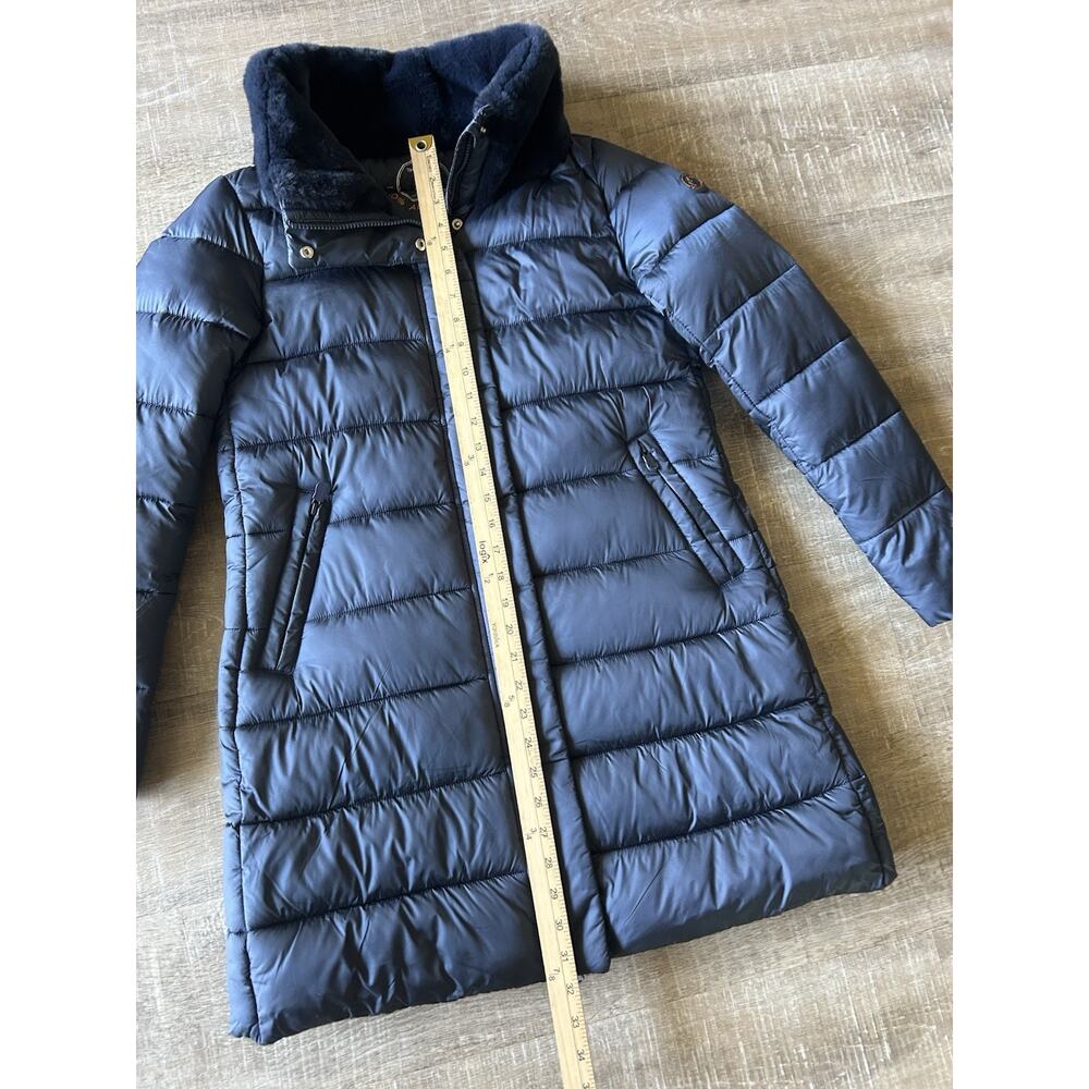Save The Duck Dalea Faux Fur Collar Longline Puffer Jacket Blue Women’s Small - Picture 6 of 14